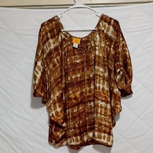 Ruby Rd. Brown and Cream Blouse